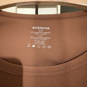 Ambiance Gray + brown Ribbed Top